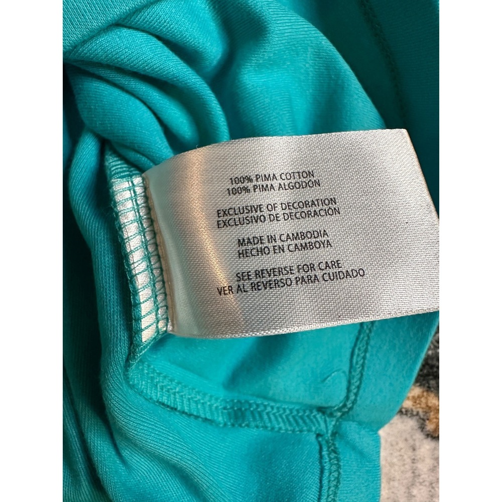 Eddie Bauer Pima V-Neck Tee Turquoise Short Sleeve Women's Small NWT - Picture 2 of 6